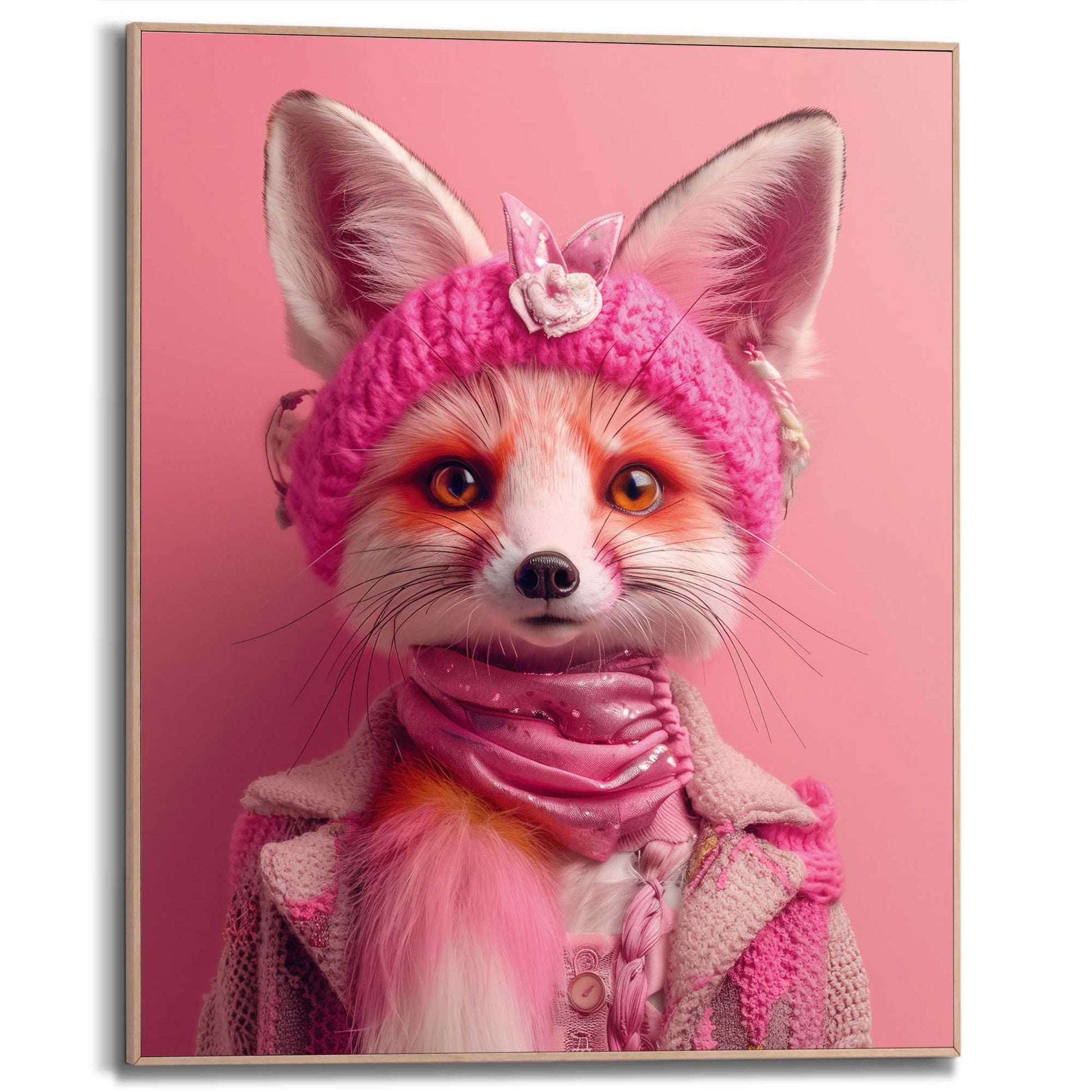 Framed in Wood Foxy Fox 50x40