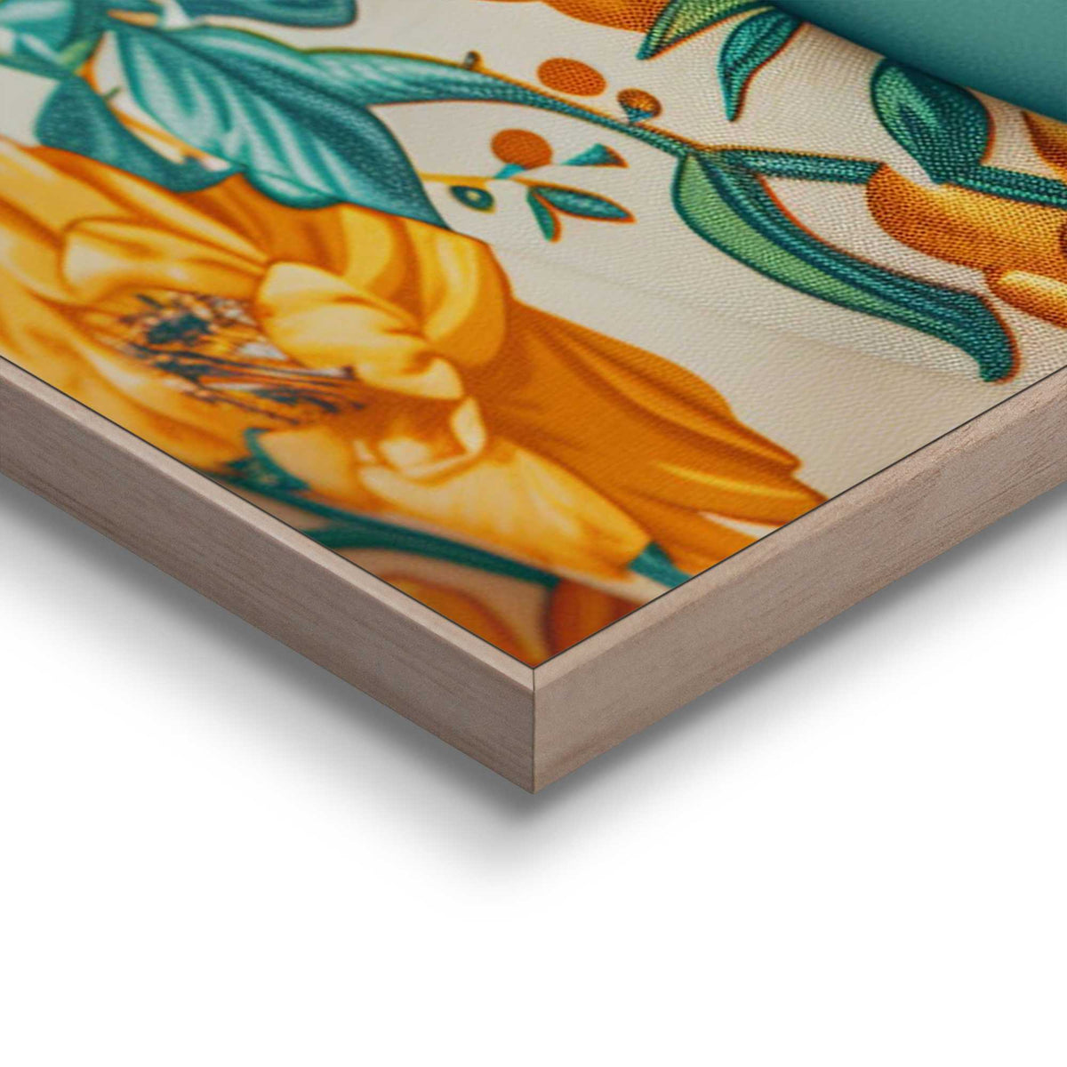 Framed in Wood Turqoise Tiger 70x50