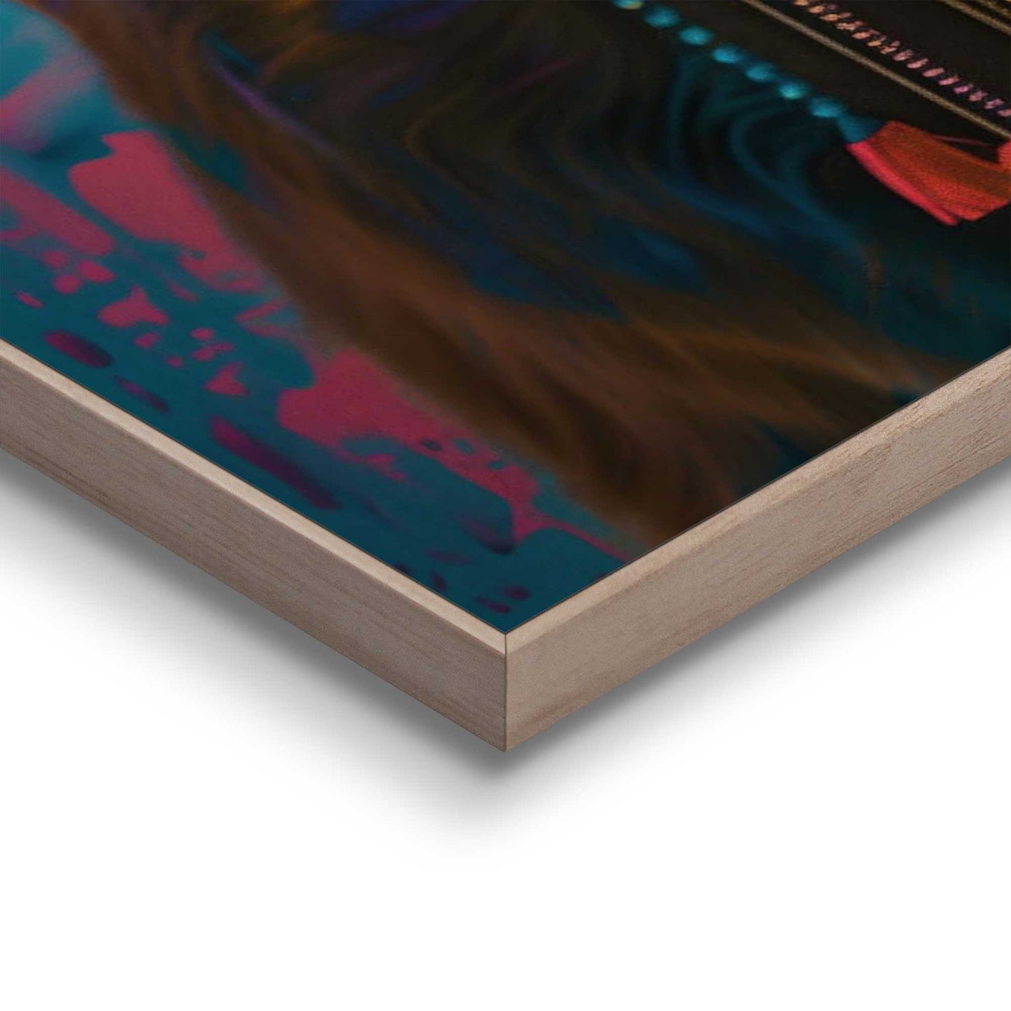 Framed in Wood Painted Cow 70x50