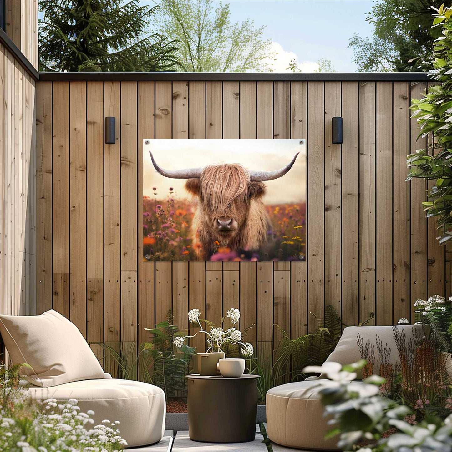 Outdoor Art Flower Field Highlander 50x70