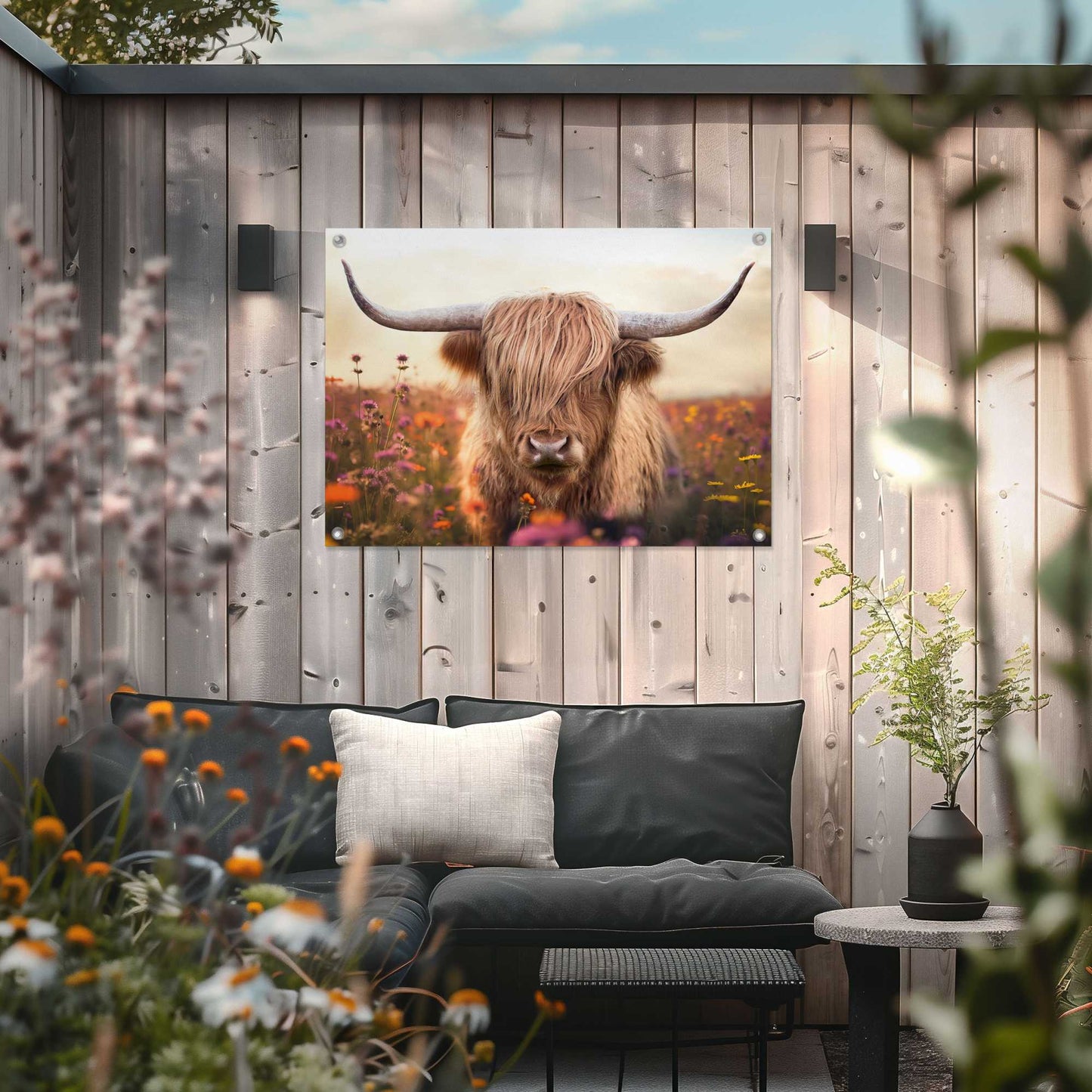 Outdoor Art Flower Field Highlander 50x70
