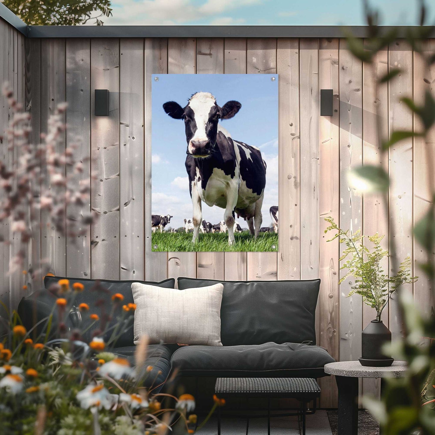 Outdoor Art Summer Meadow Cow 70x50