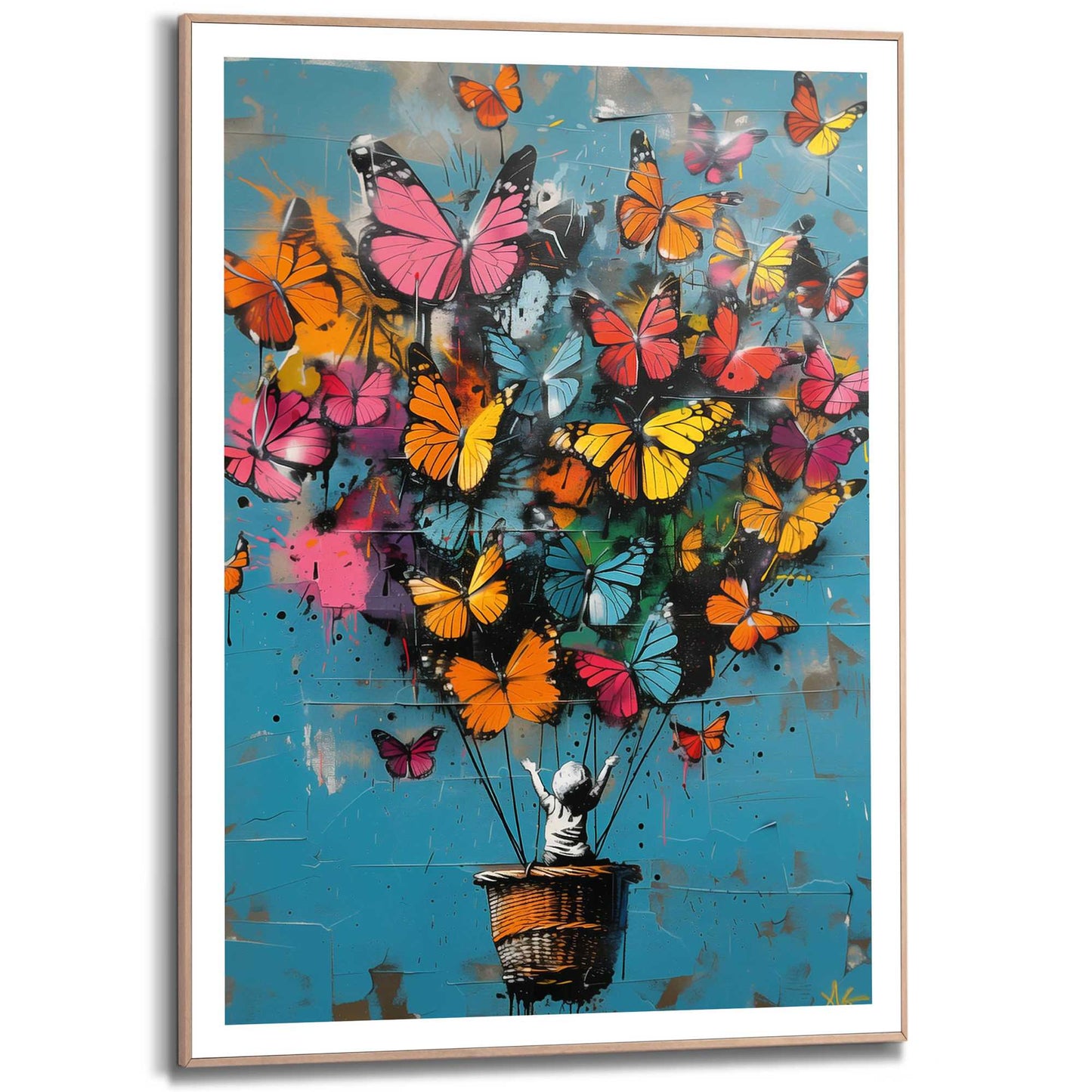 Framed in Wood Balloon Rising 70x50