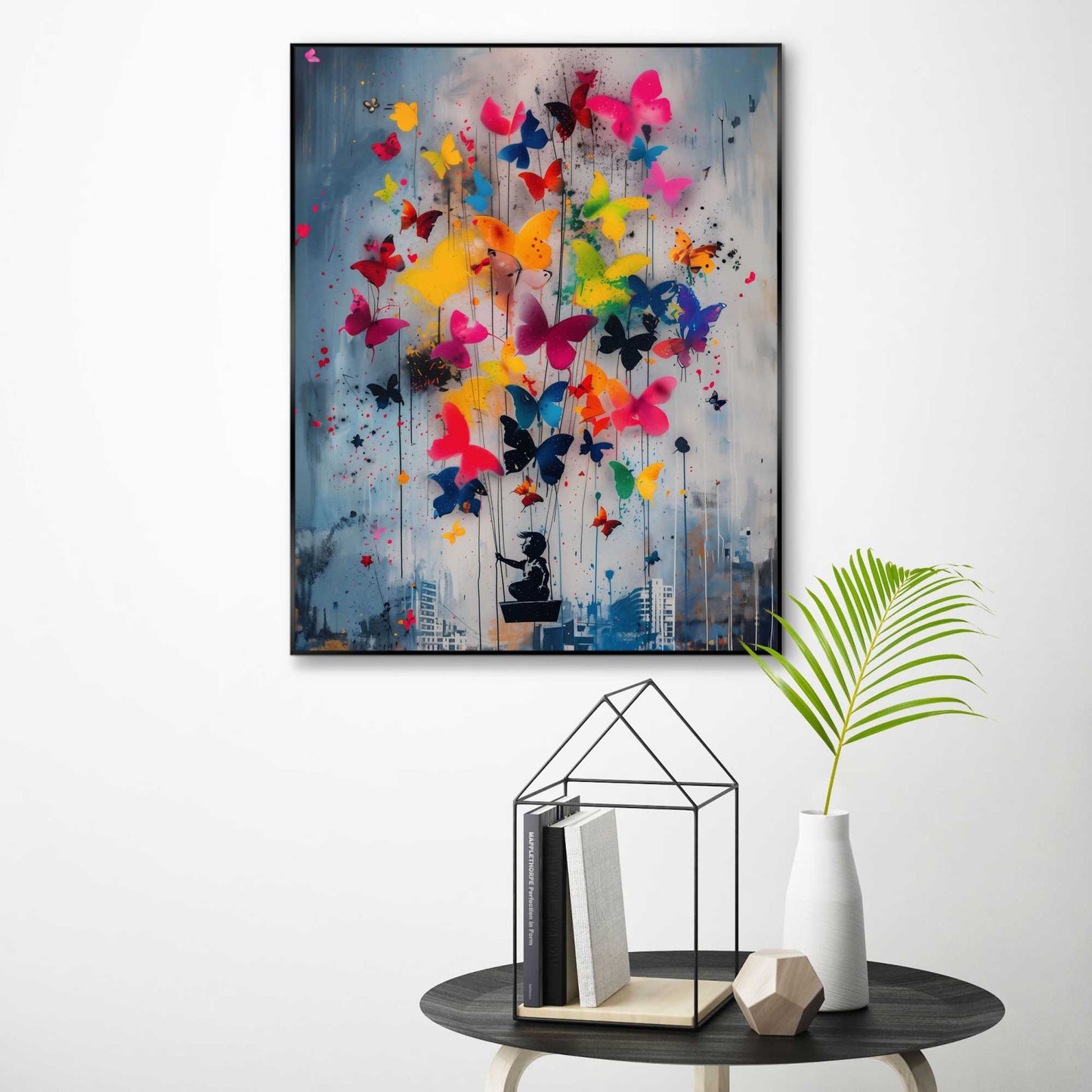 Framed in Black Bright Butterflies 50x40