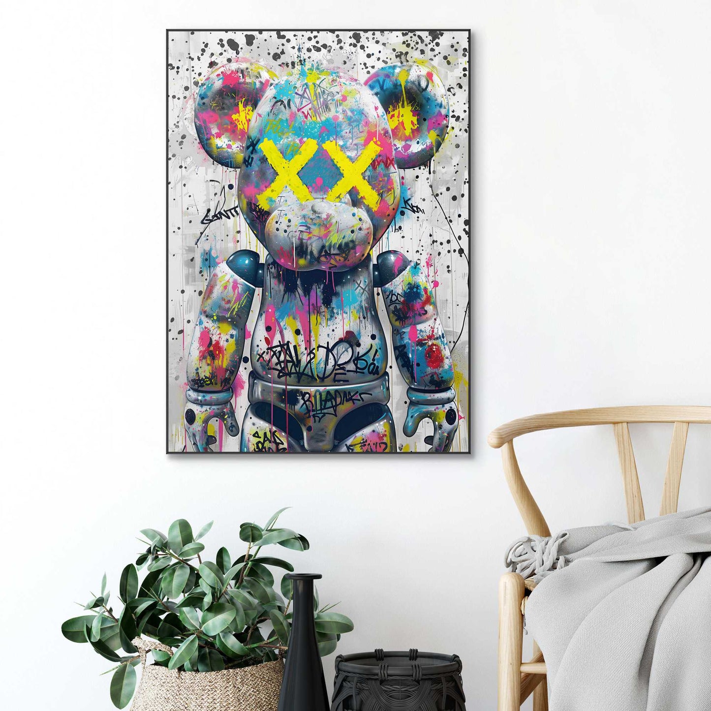 Framed in Black Bear - streetart 70x50