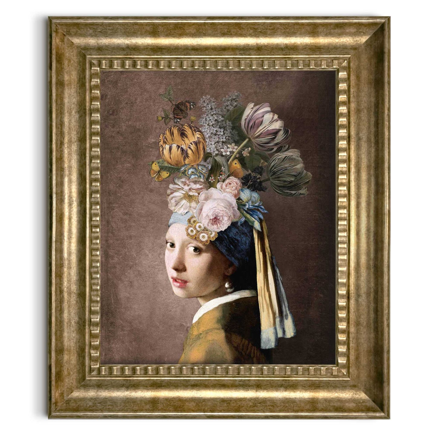 Stylish print in baroque frame Pearl and Flowers 65x55