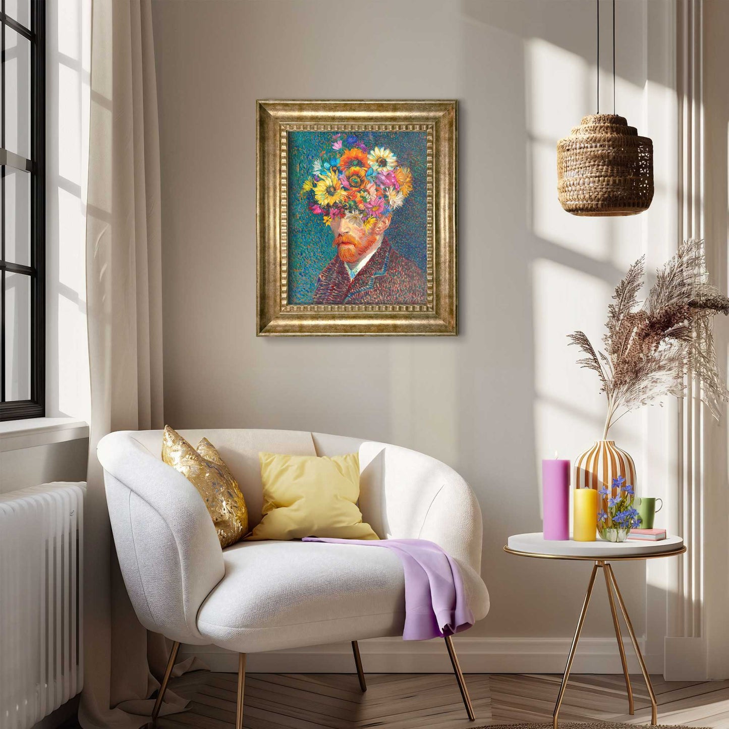 Stylish print in baroque frame Van Gogh - self portrait art edition 65x55