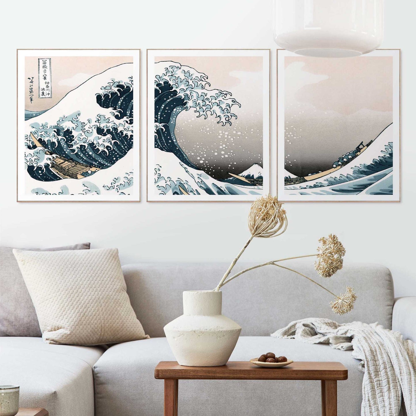 Framed in Wood Hokusai - the great wave 50x40
