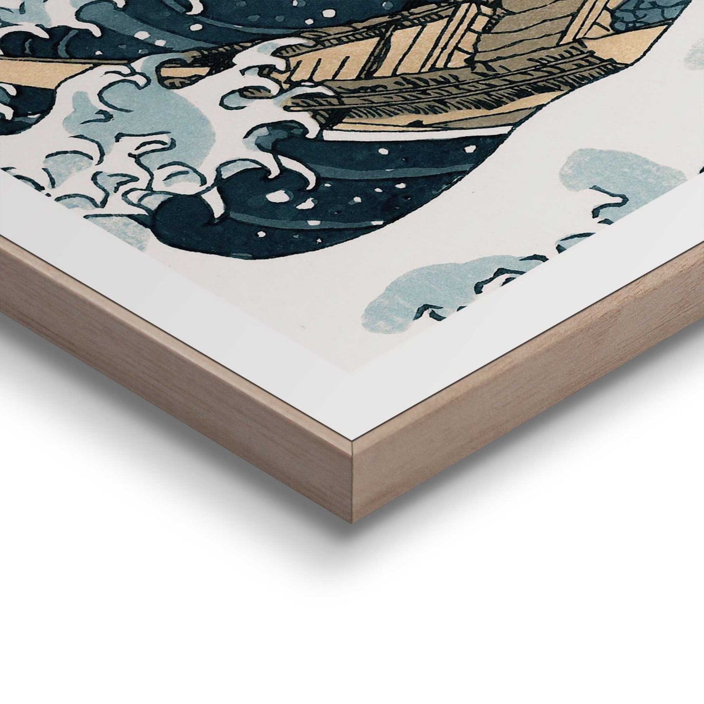 Framed in Wood Hokusai - the great wave 50x40