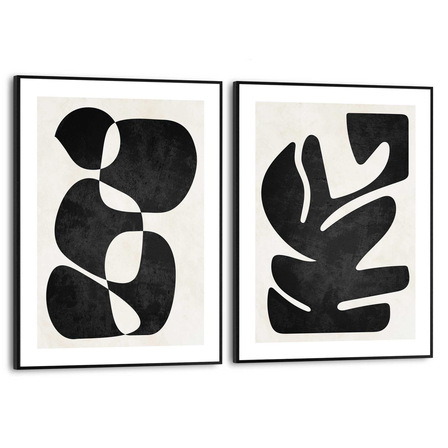 Framed in Black Abstract Black Set 40x30