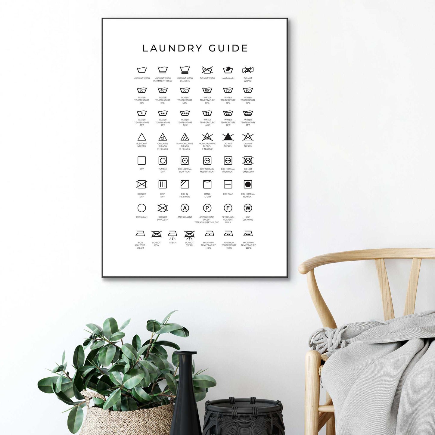 Framed in Black Laundry Guide 70x50