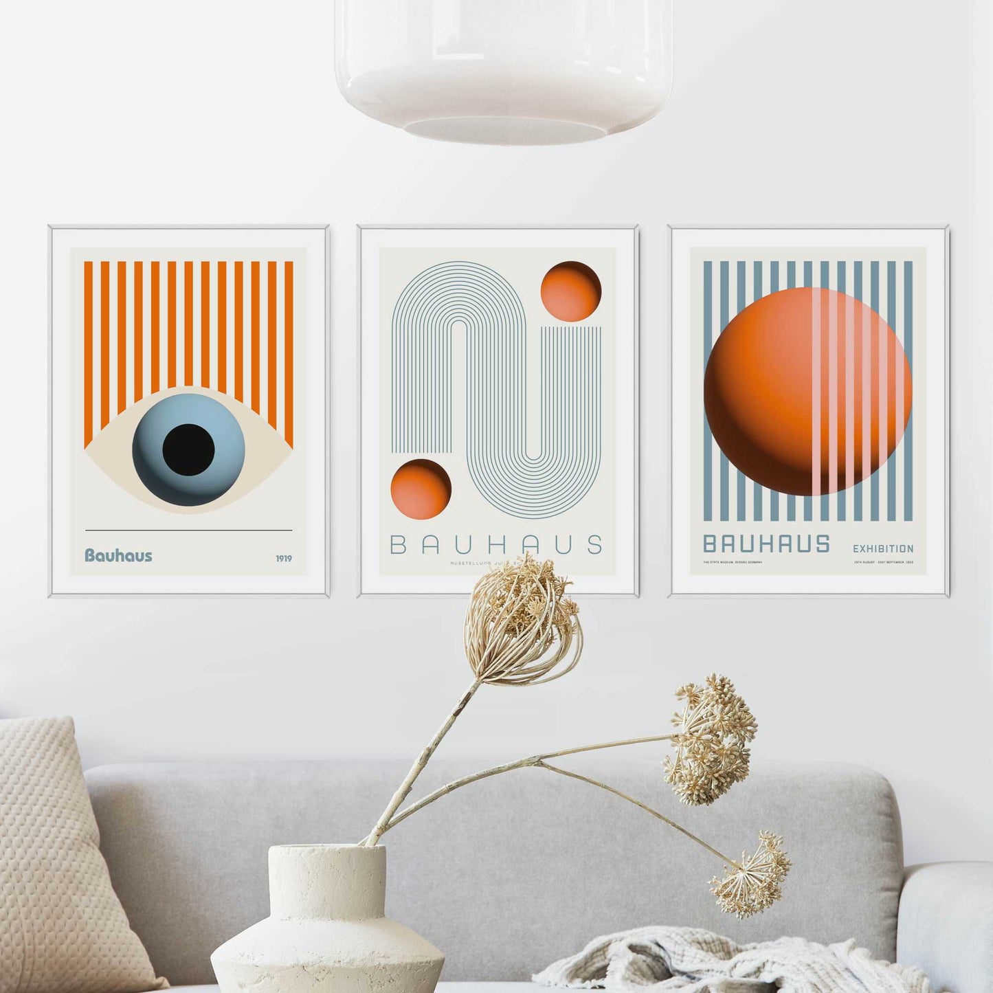 Framed in White Bauhaus - red and blue 40x30
