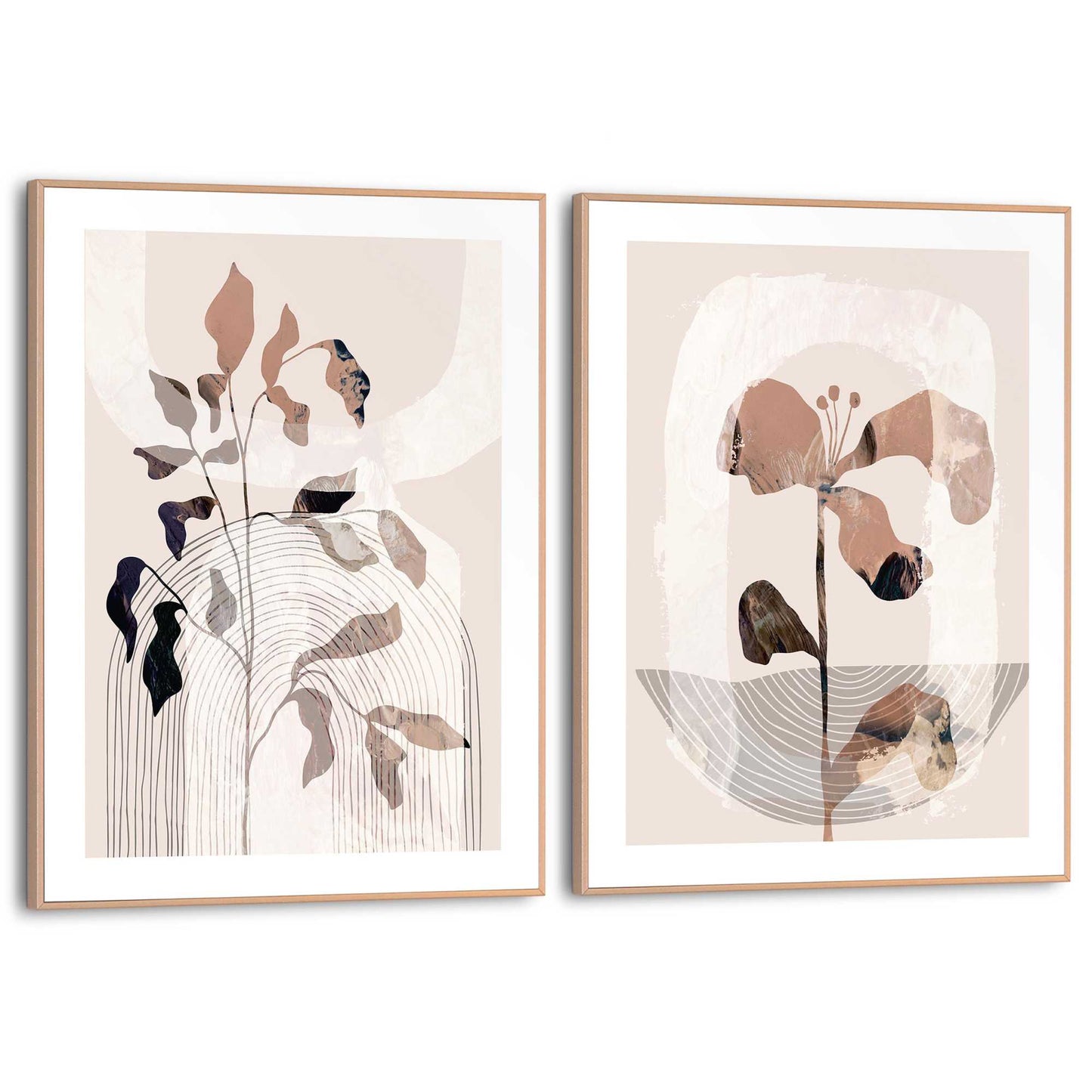Framed in Wood Graphic Nature Set I 40x30