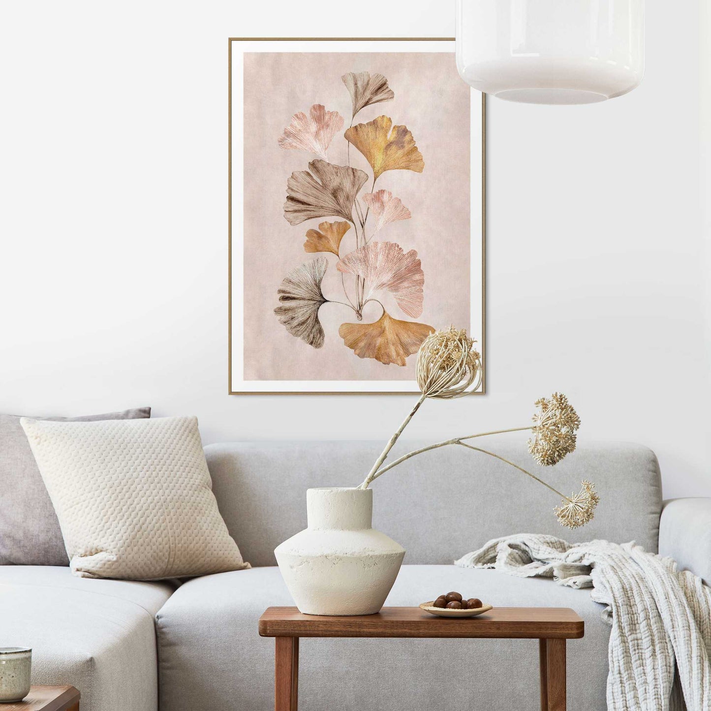 Framed in Wood Ginkgo Leaves 70x50