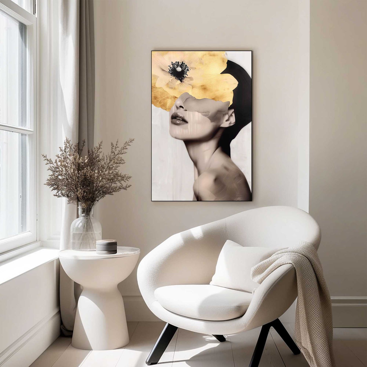 Framed Picture Abstract in Gold 90x60