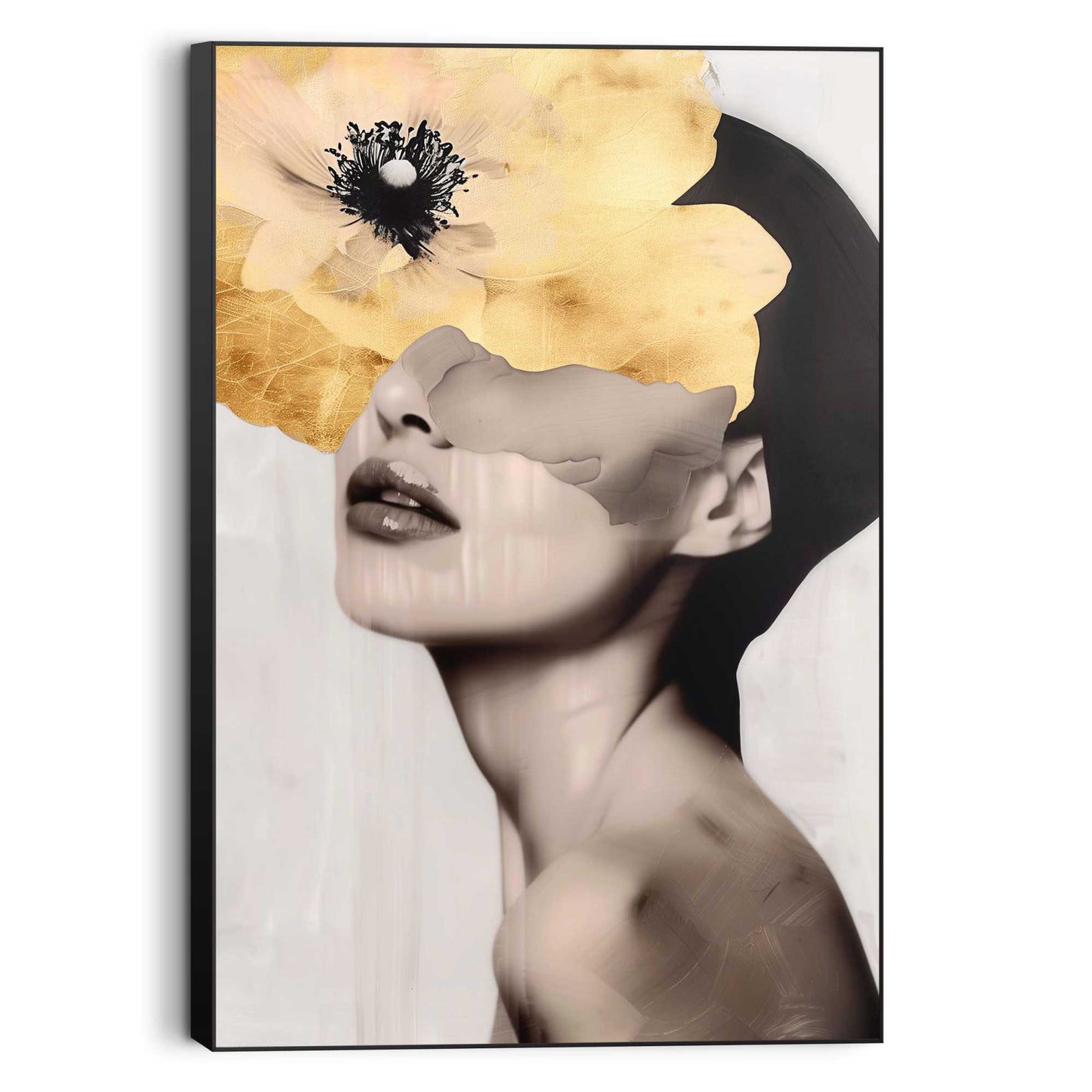 Framed Picture Abstract in Gold 90x60