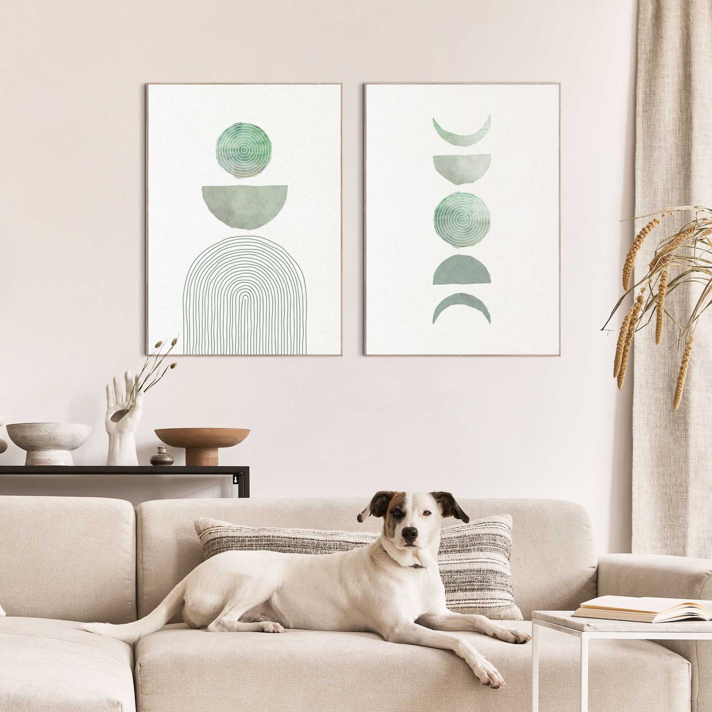 Framed in Wood Green Abstract 70x50