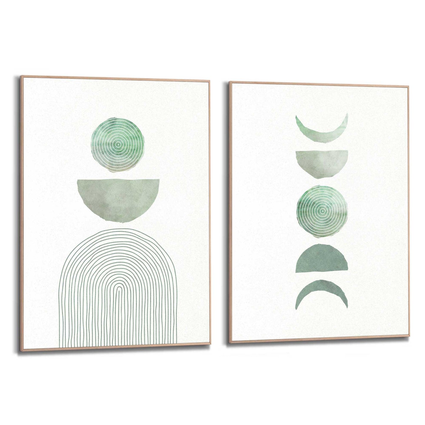 Framed in Wood Green Abstract 70x50