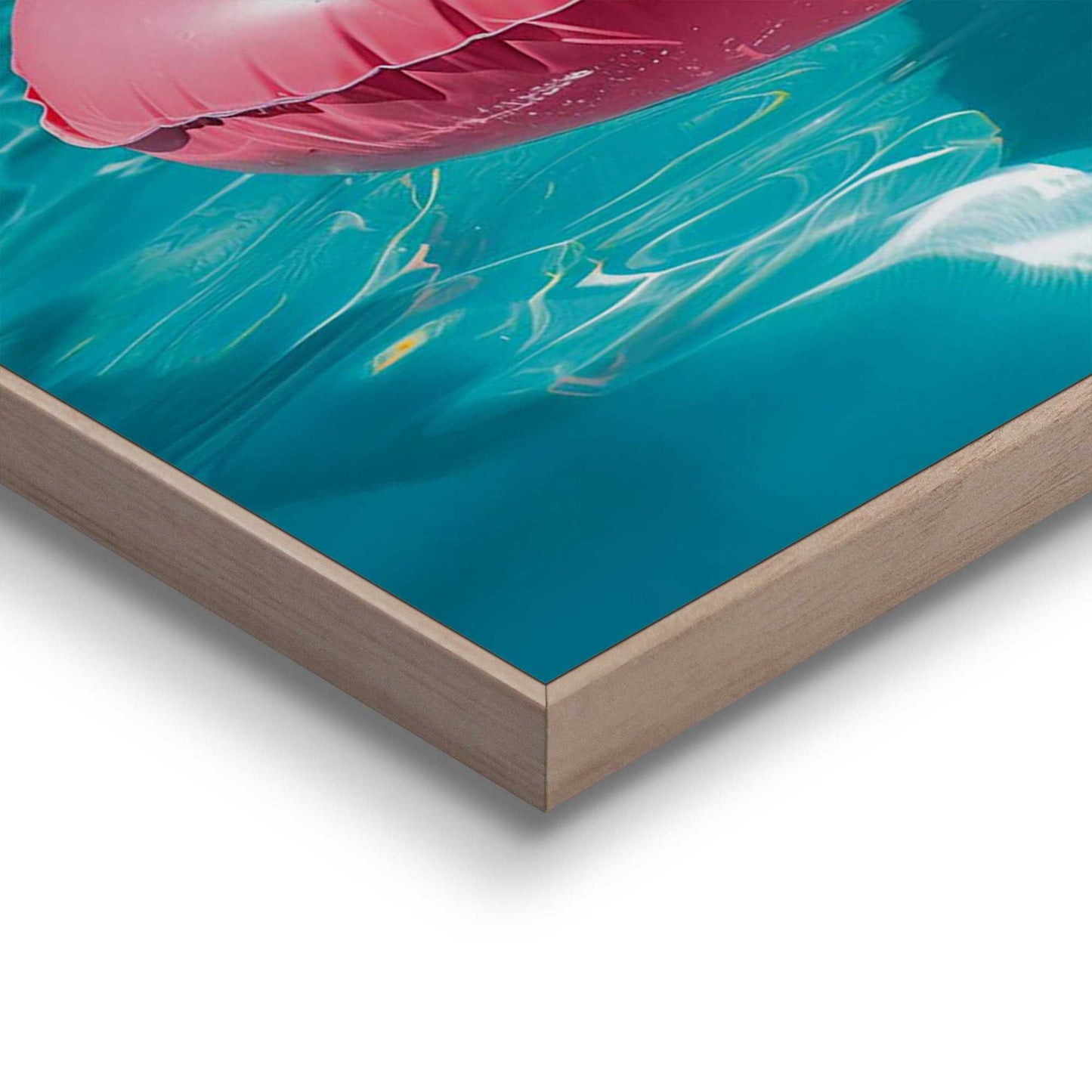Framed in Wood Floating Leopard 70x50