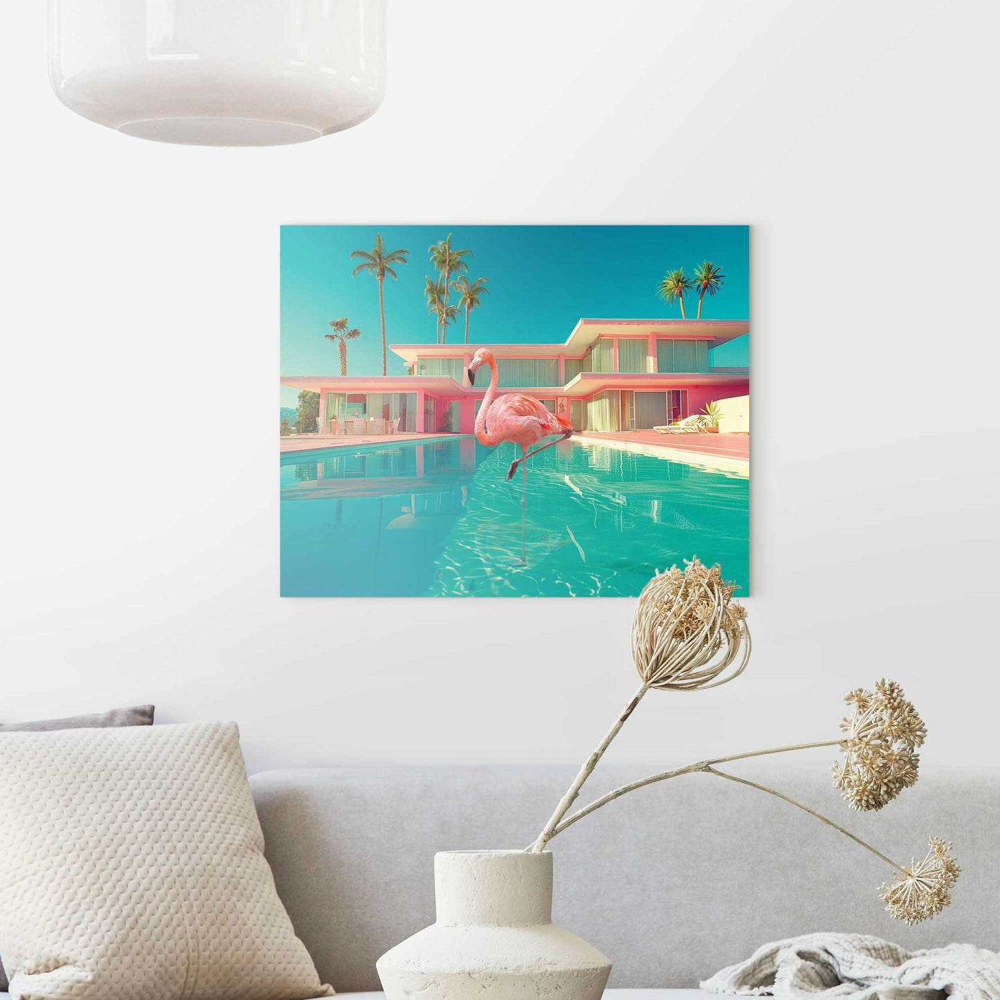 Glass Palm Spring Flamingo 49x40