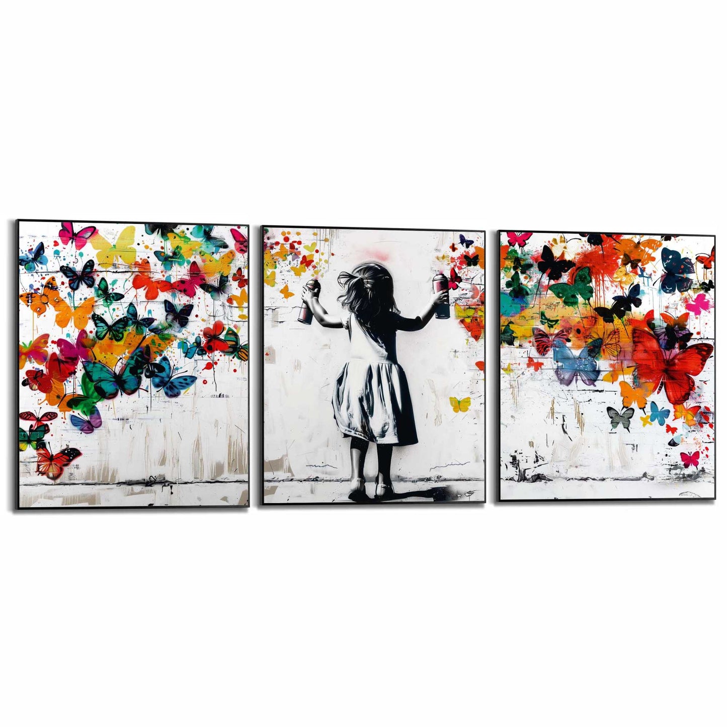 Framed in Black Spray of Butterflies 50x40