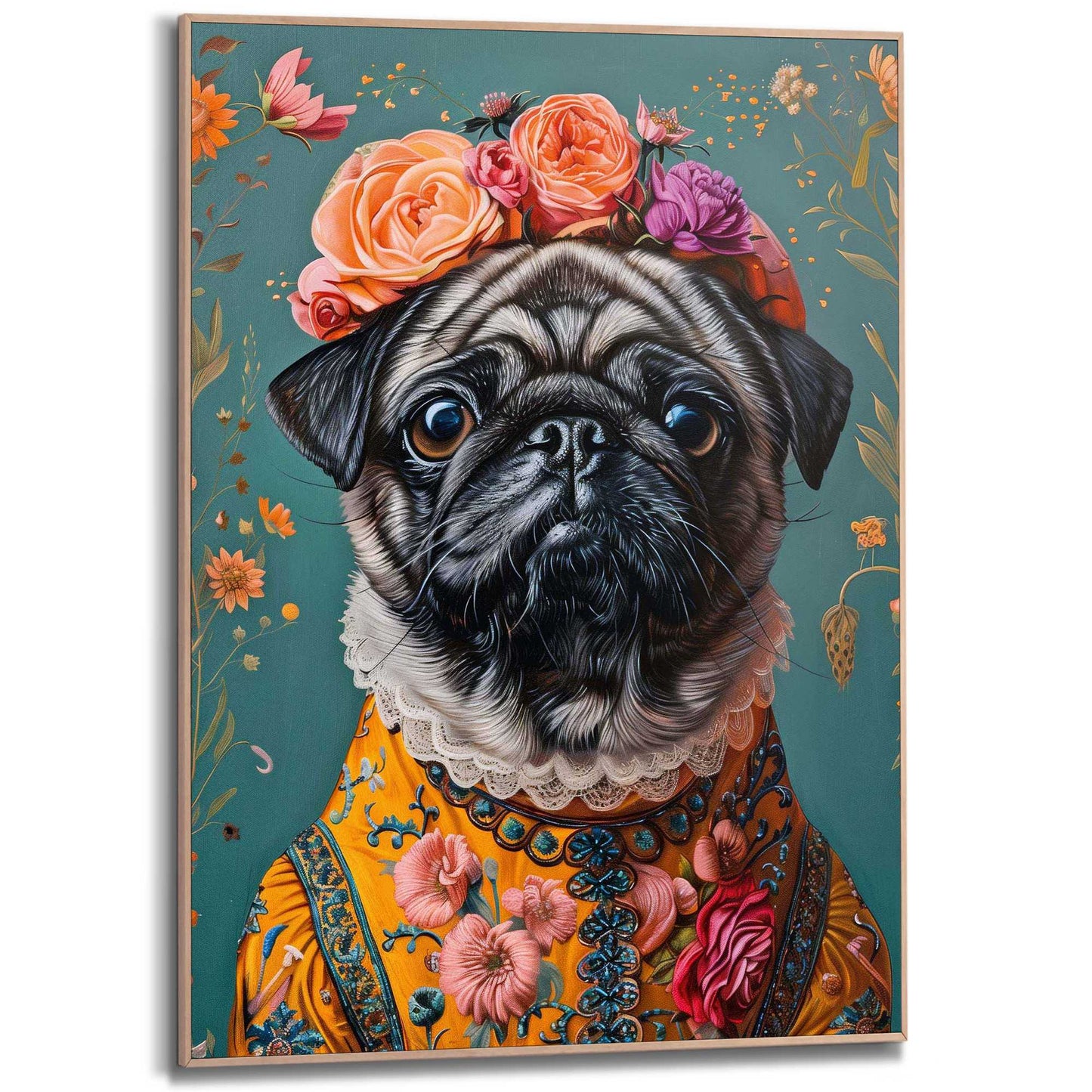 Framed in Wood Bulldog 70x50
