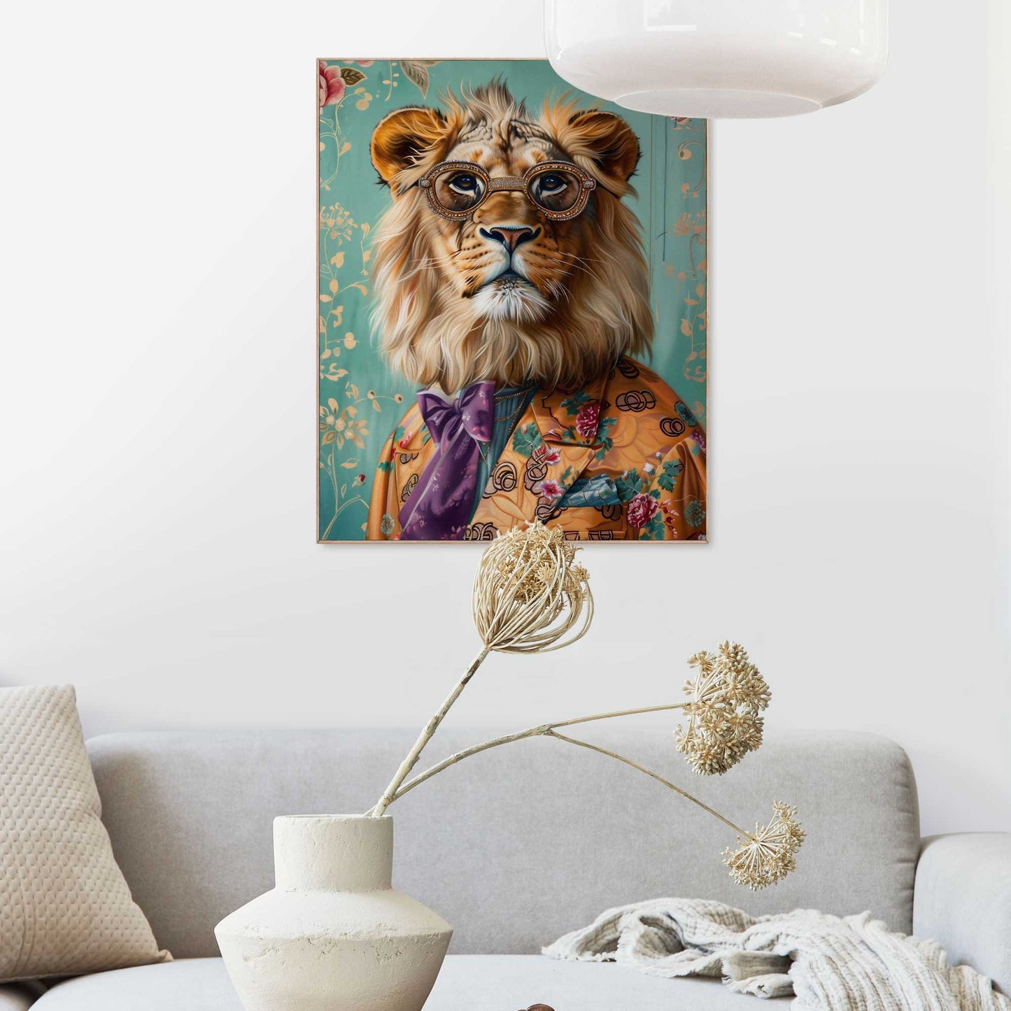 Framed in Wood Dandy Lion Portrait 50x40