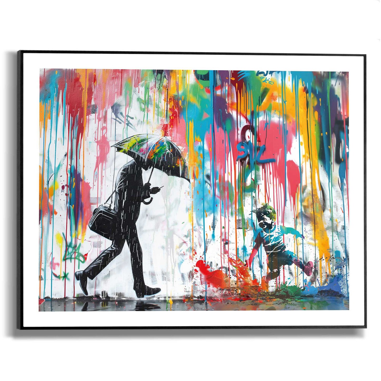 Framed in Black Colourful rain 50x40