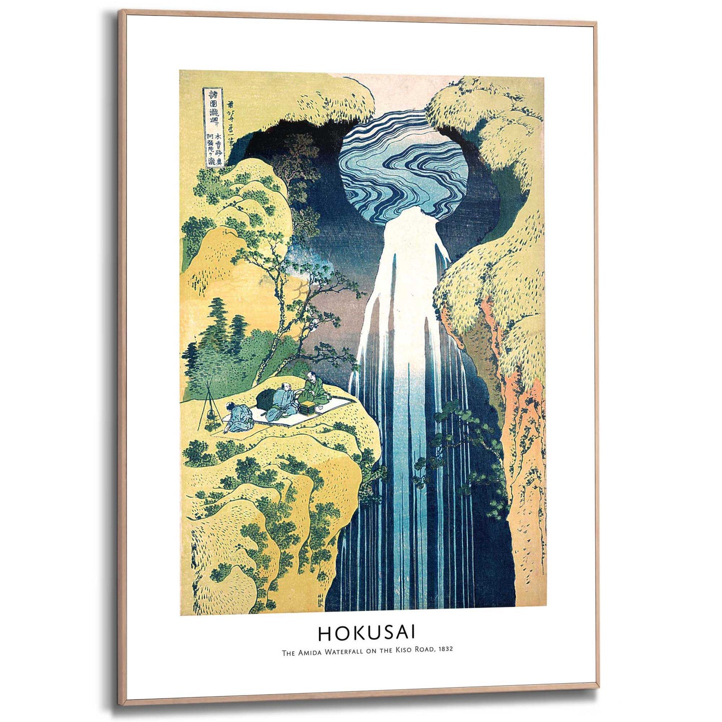 Framed in Wood Hokusai - Waterfall 70x50