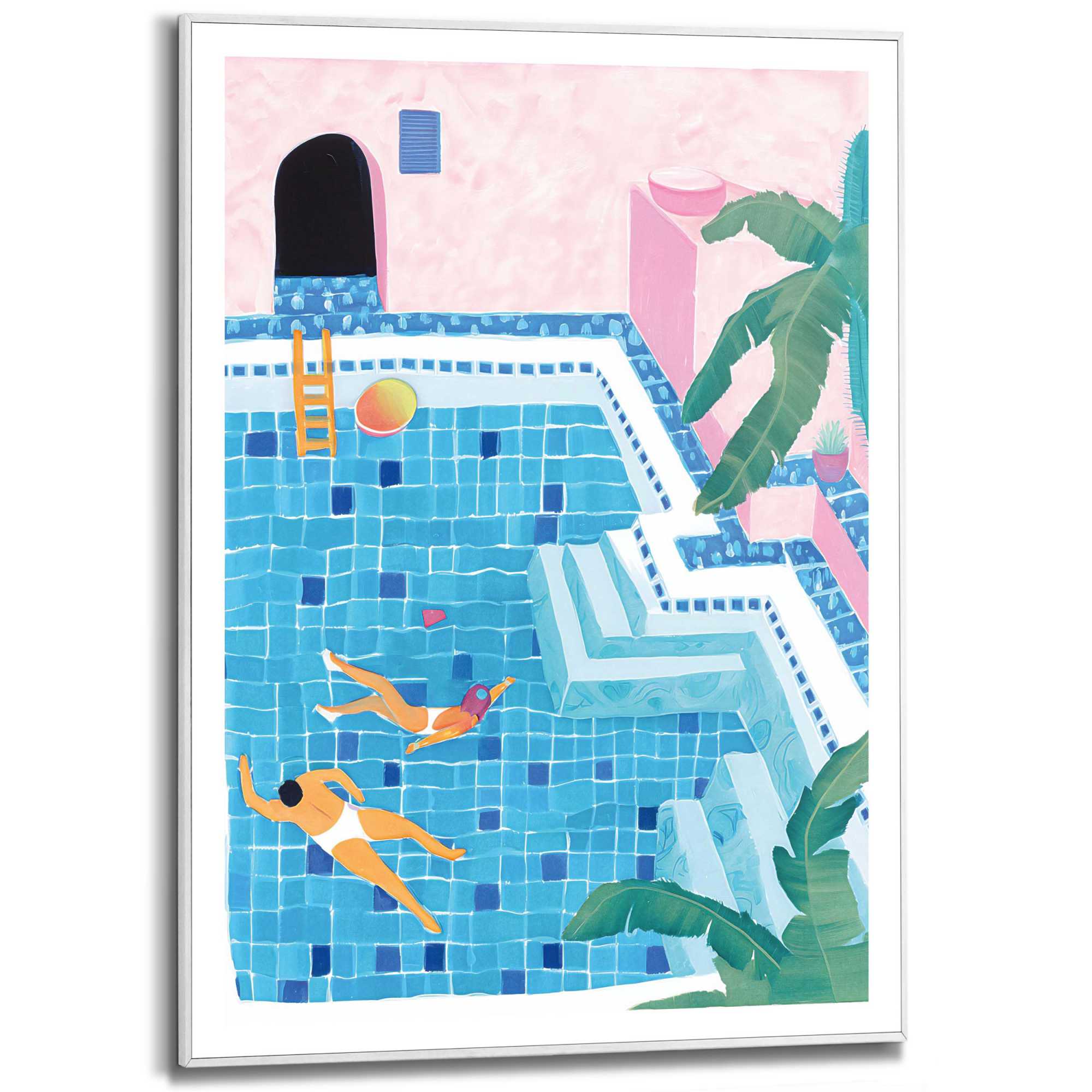 Framed in White Pool Fun 70x50 – Orangewallz