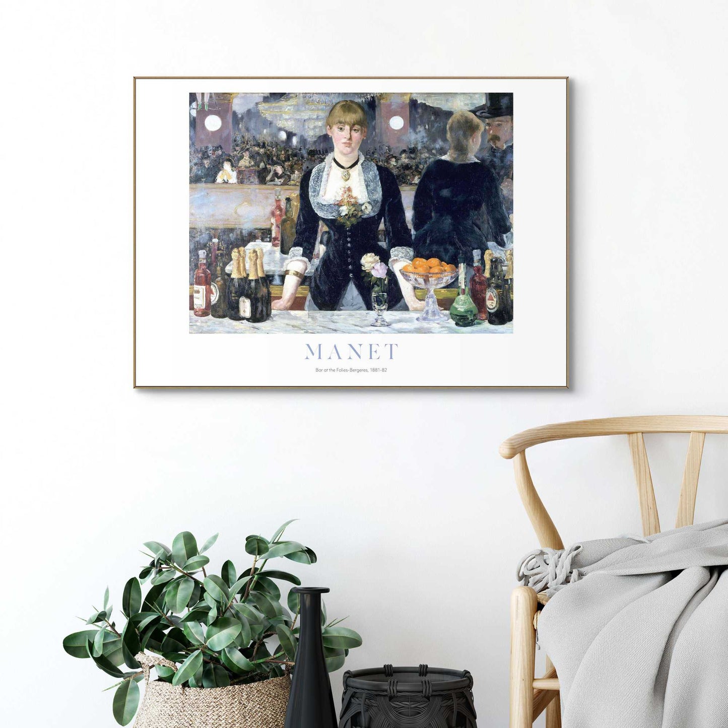 Framed in Wood Manet - A bar at Folies Bergere 50x70