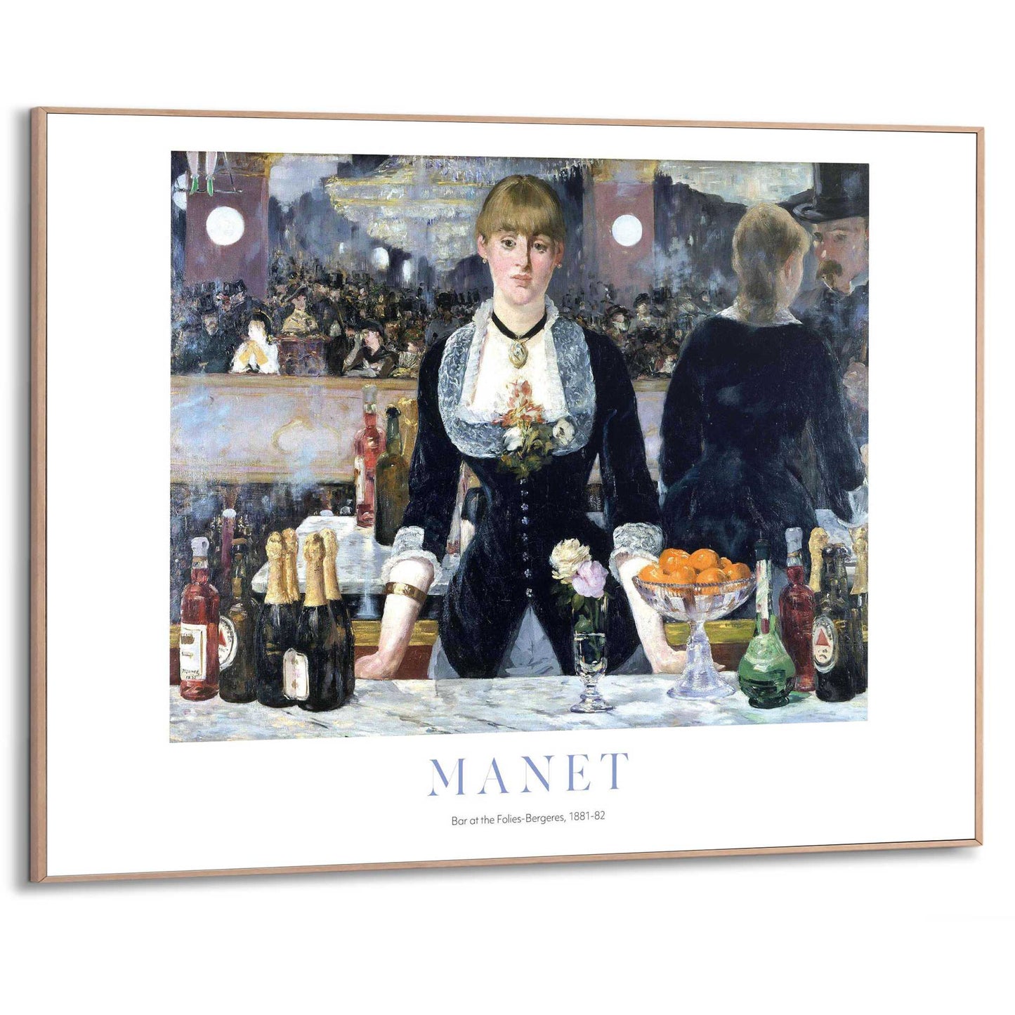 Framed in Wood Manet - A bar at Folies Bergere 50x70