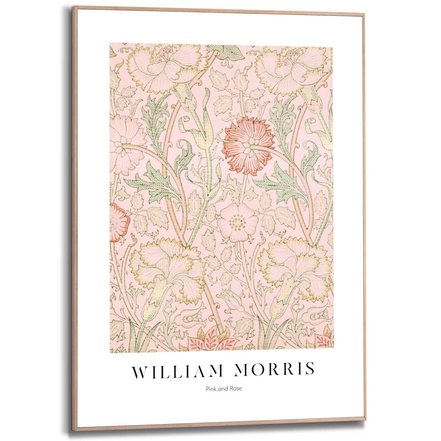 Framed in Wood William Morris - pink and rose 70x50