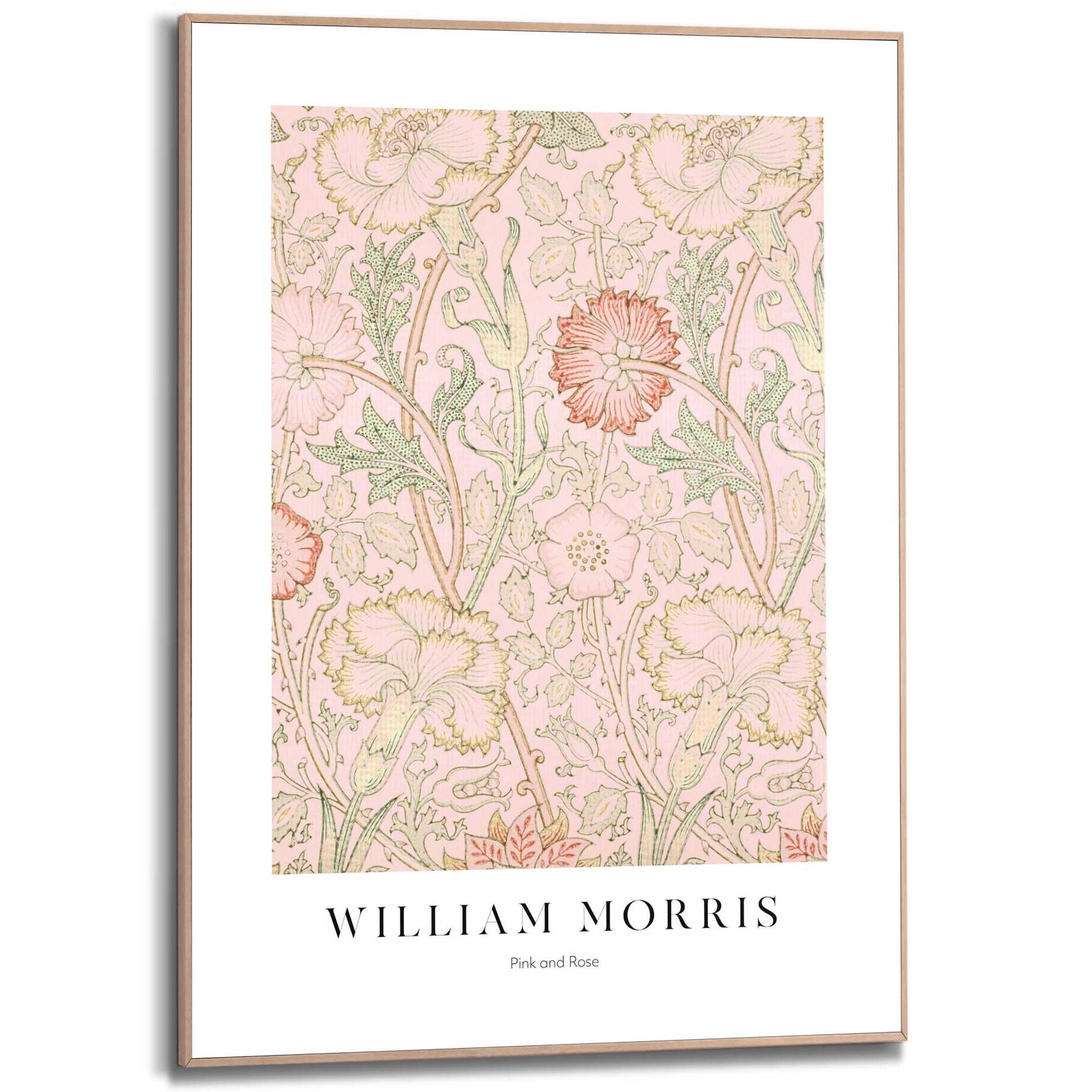 Framed in Wood William Morris - pink and rose 70x50