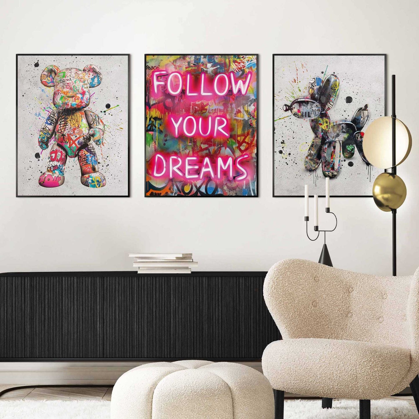 Framed Poster Streetart Graffiti Set 50x40