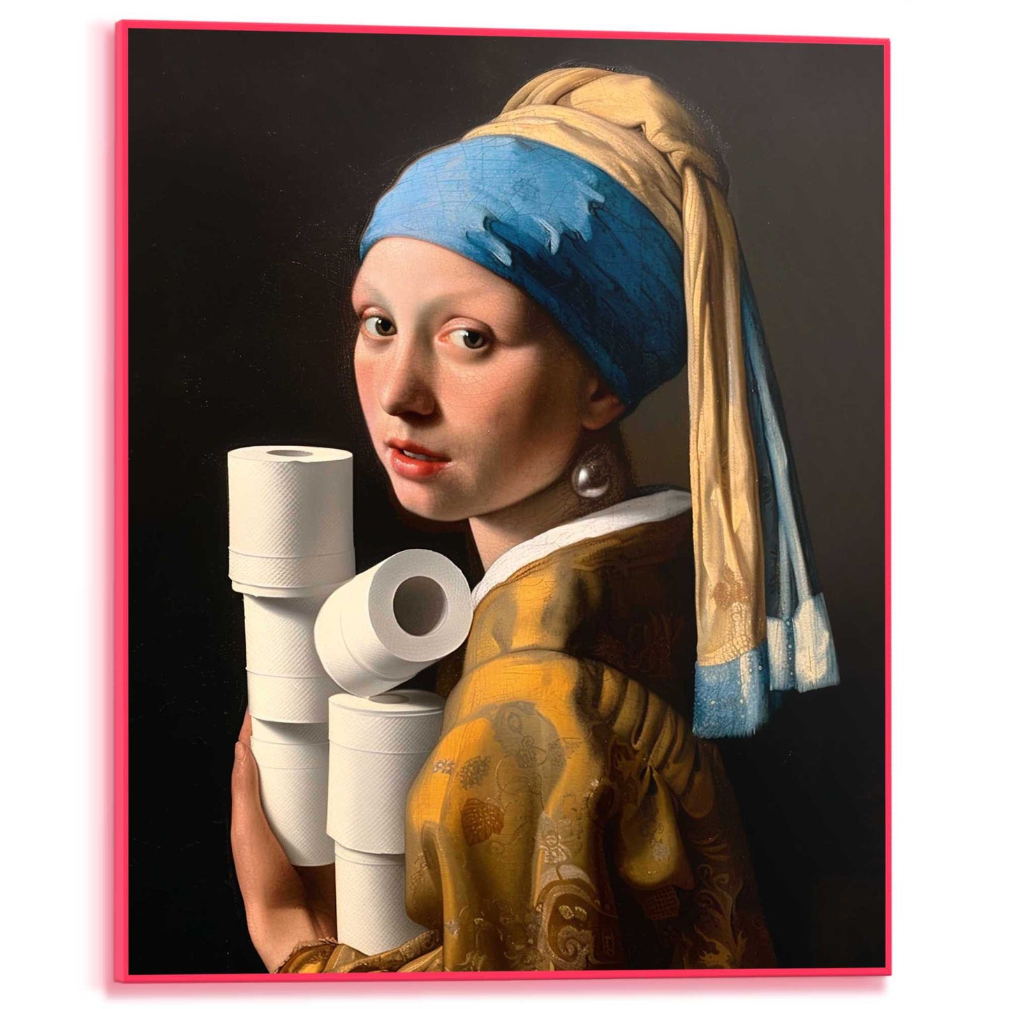 Framed Poster Toilet Pearl Girl in Neon 50x40