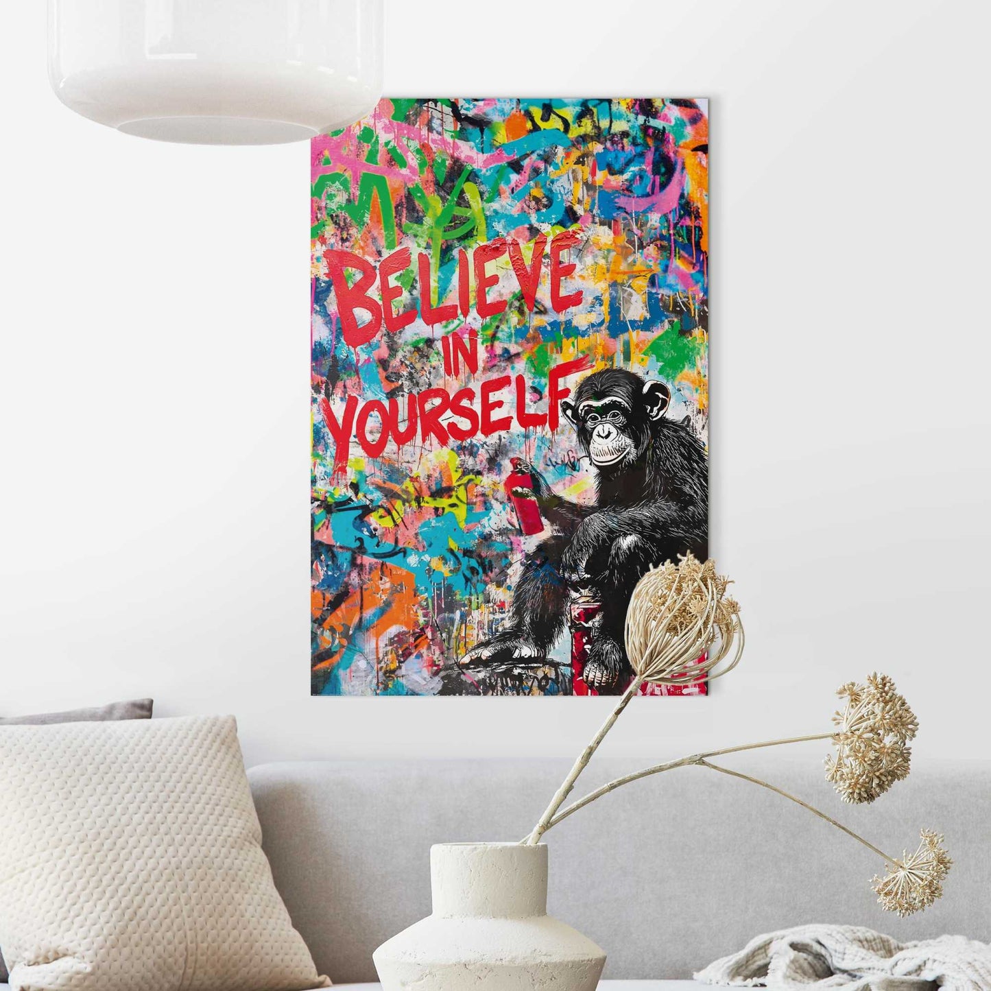 Wall Art Panel Monkey Graffiti 90x60