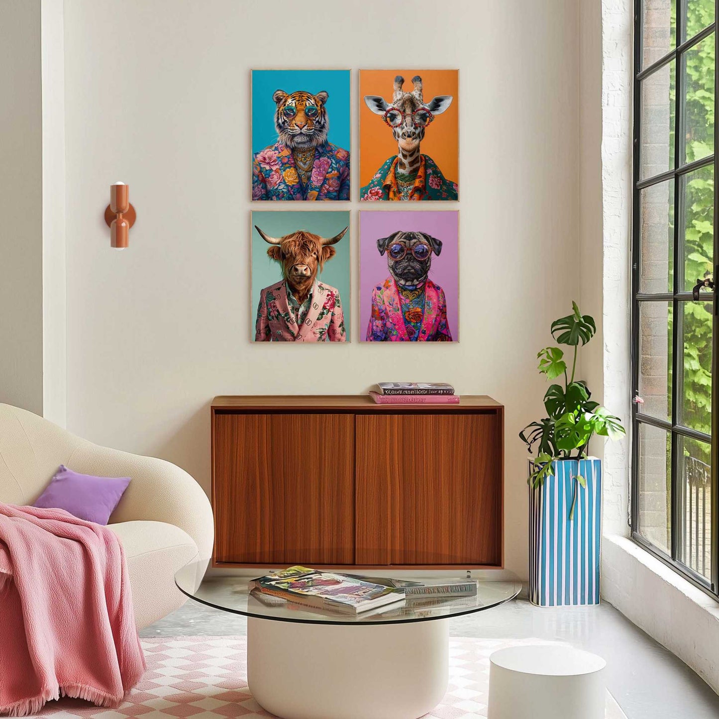Framed Poster Funky Animal Set 40x30