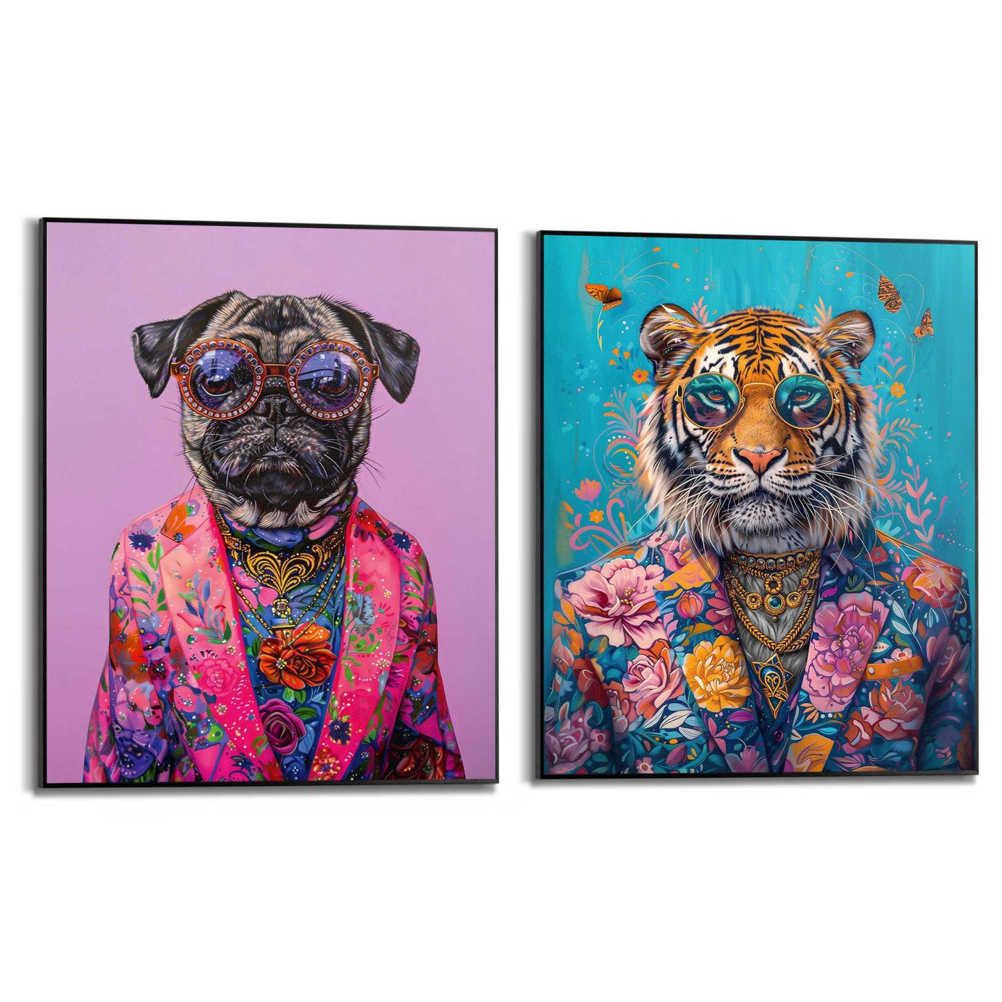 Framed Poster Funky Animal Set 50x40
