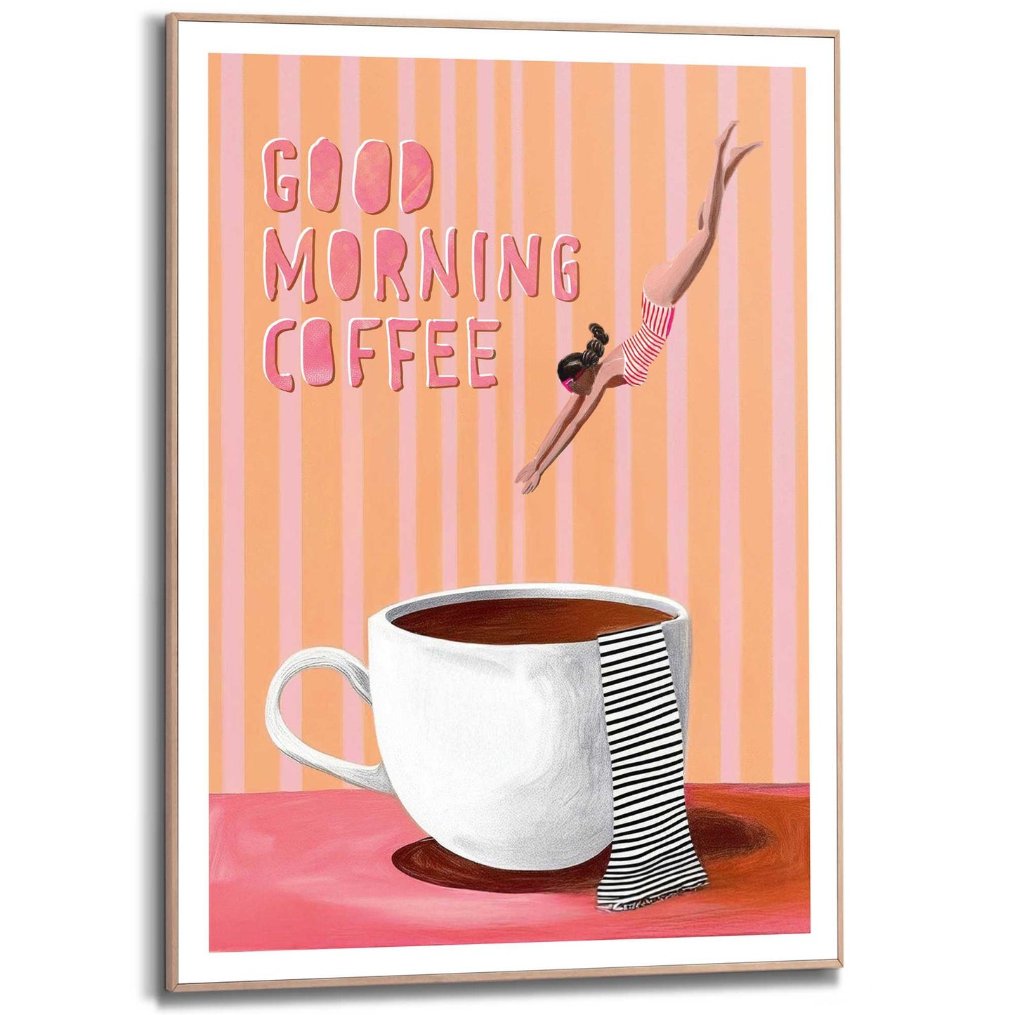 Framed Poster Good Morning Coffee - orange pink 70x50