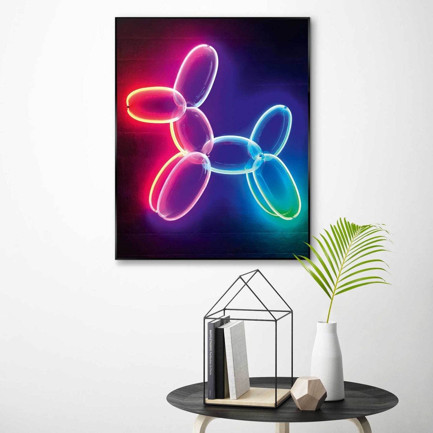 Framed Poster Neon Balloon Dog 50x40