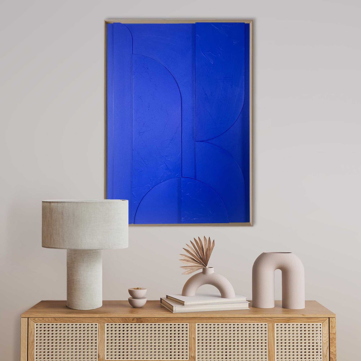 Handmade Art Round Shapes - cobalt 70x50