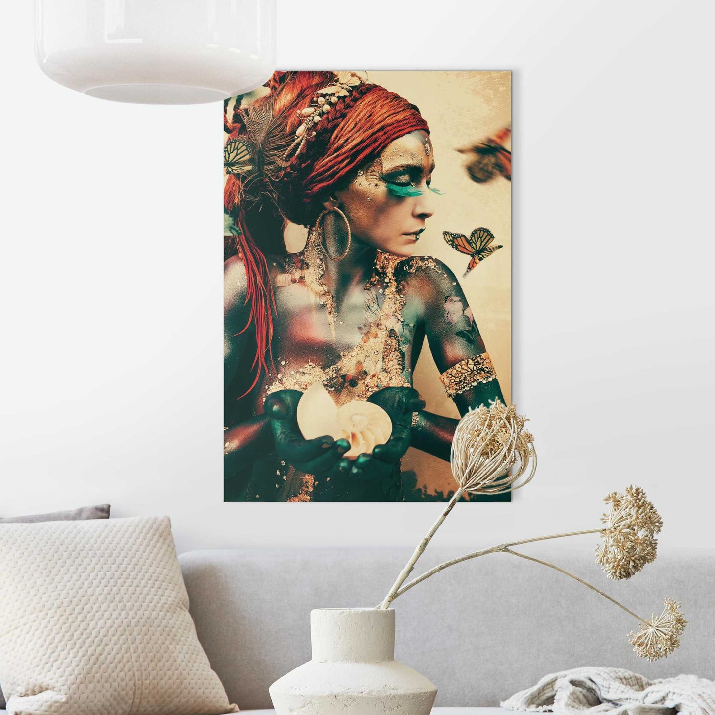 Wall Art Panel Bohemian butterfly woman 90x60