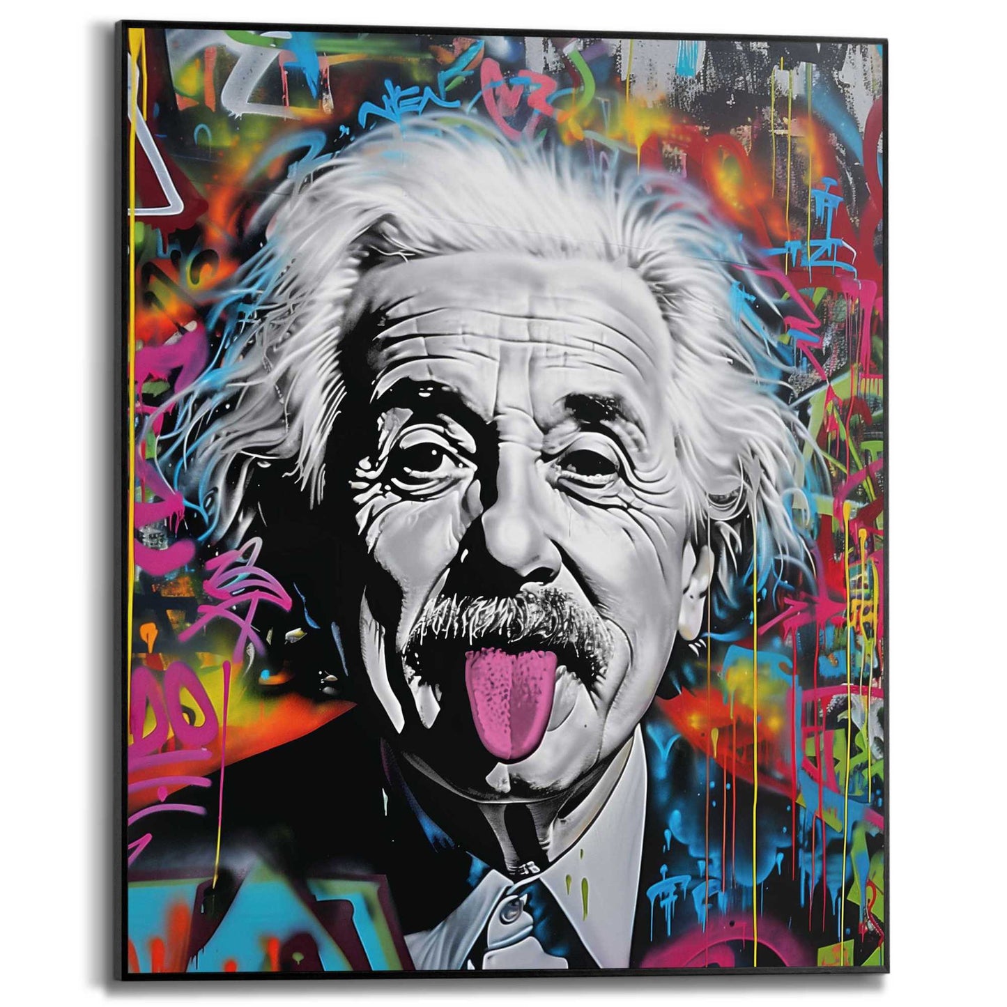 Framed Poster Einstein Tongue 50x40