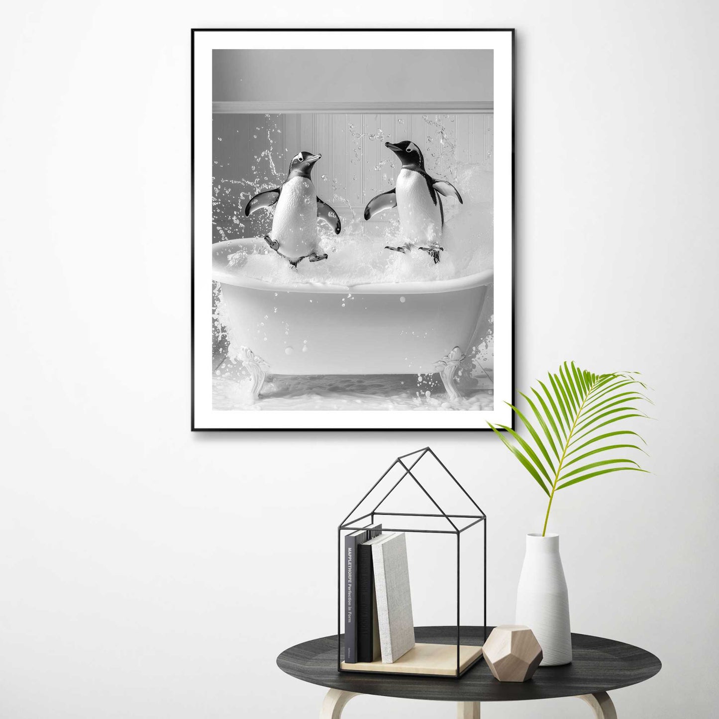 Framed Poster Penguin Splash 50x40