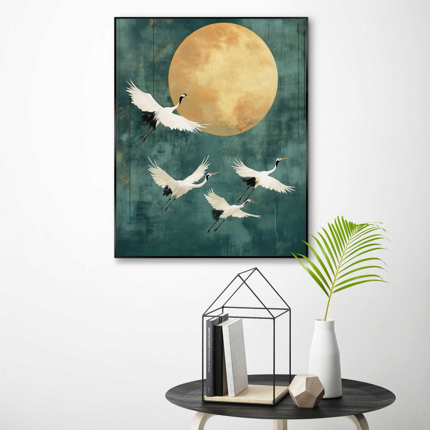 Framed Poster Evening Cranes 50x40
