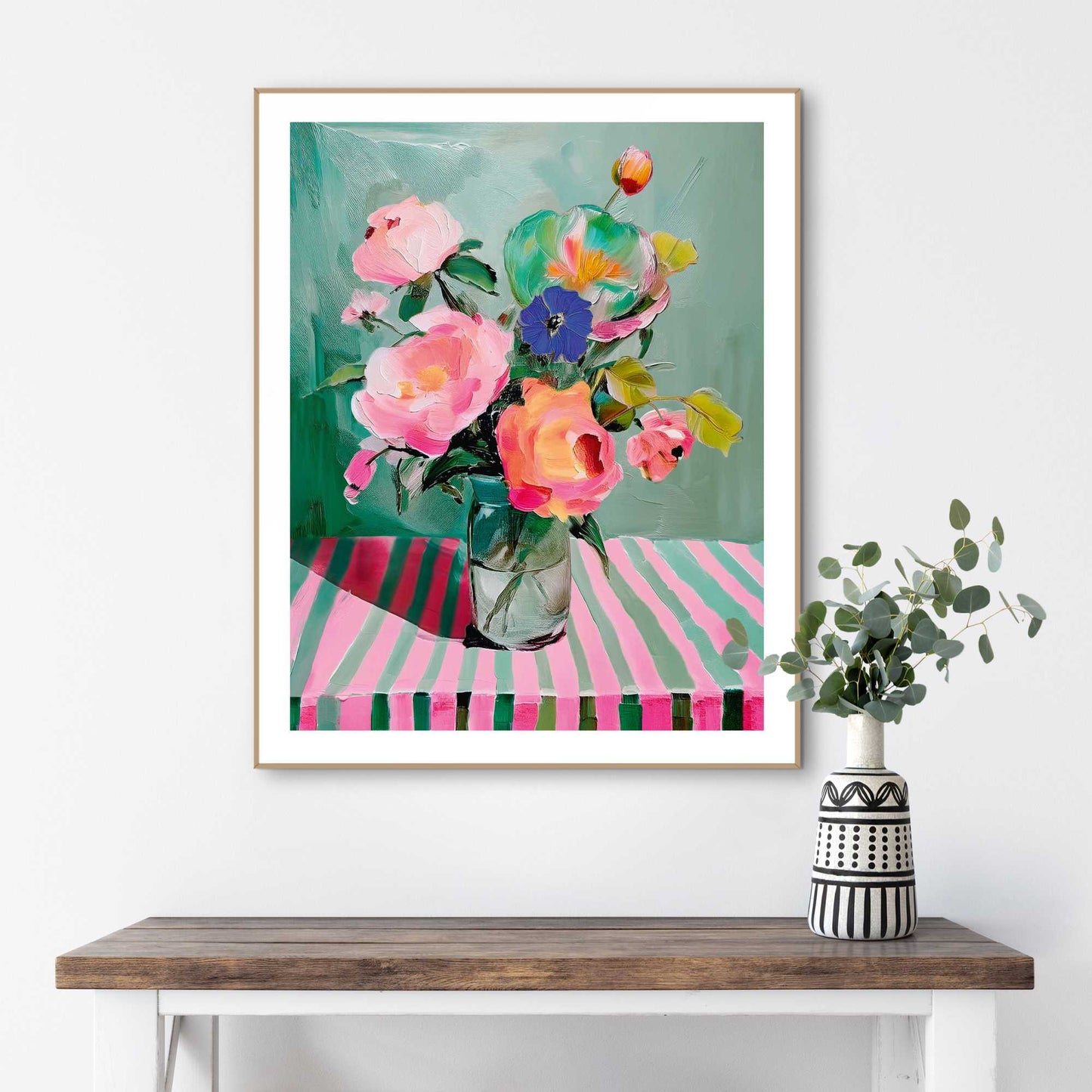 Framed Poster Flower Stripes 50x40