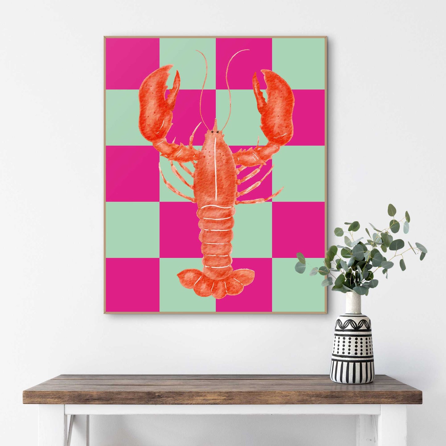 Framed Poster Lobster Pink 50x40