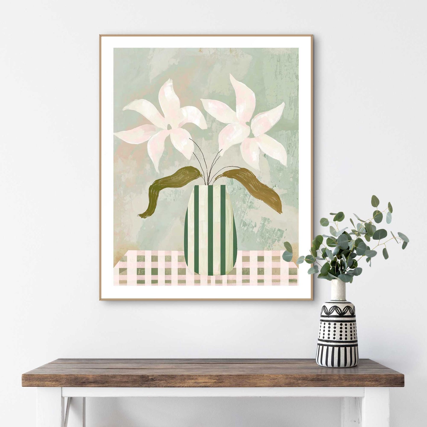 Framed Poster Green Flower Setting 50x40