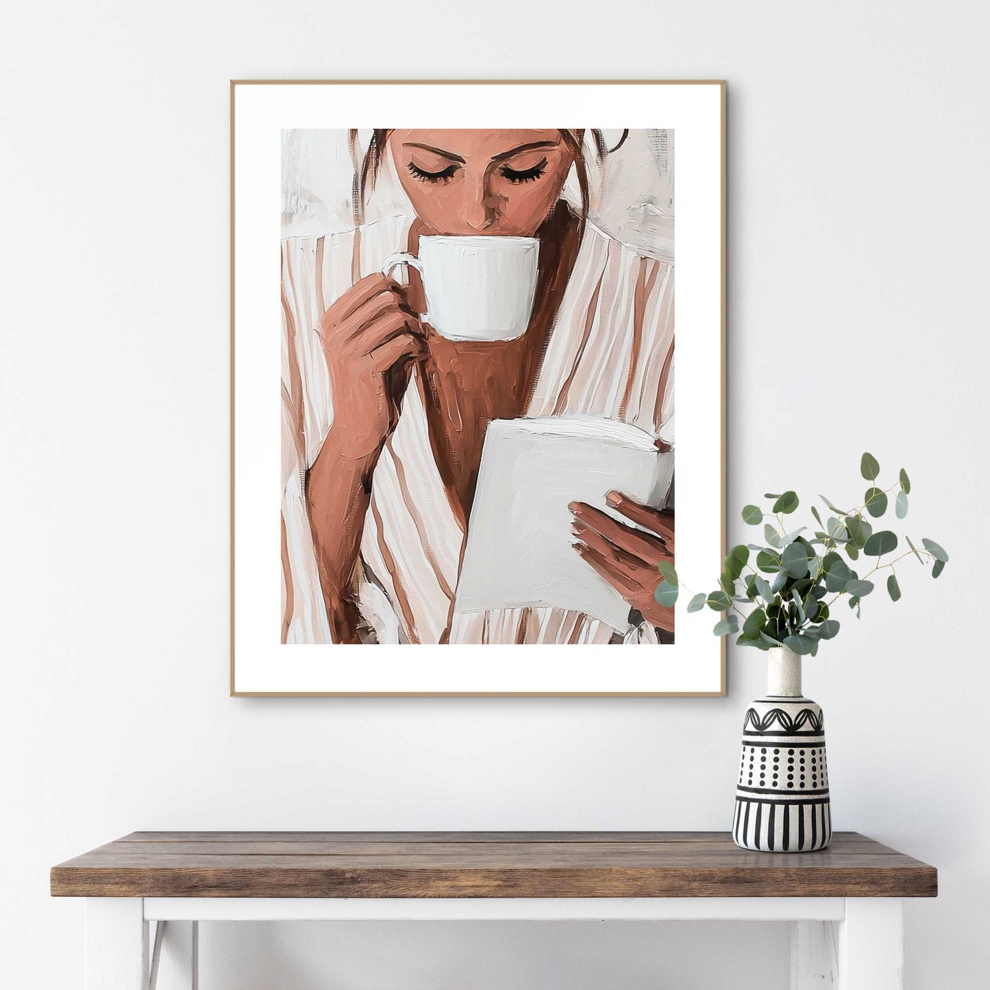 Framed Poster Drinking Coffee 50x40